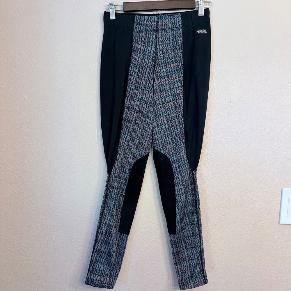 Kerrits Womens Flow Rise Equestrian Riding Tights Black Patterned Size Large